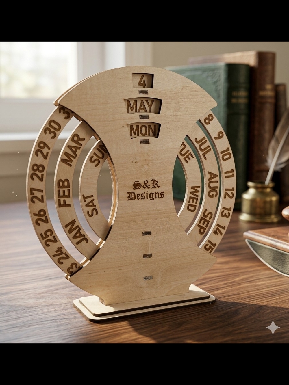 Wooden Perpetual Calendar - Natural Birch